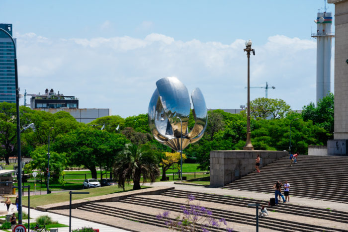 Floralis Generica sculpture (United Nations Square) and University of Buenos Aires Law School