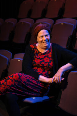 Photograph of Professor Jane Plastow in the workshop theatre