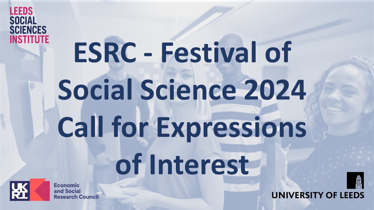 Faded out photograph of people in the background - text says ESRC Festival of Social Science call for expressions of interest