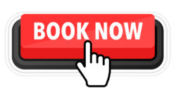 Book now button with cursor. Pointer click. 